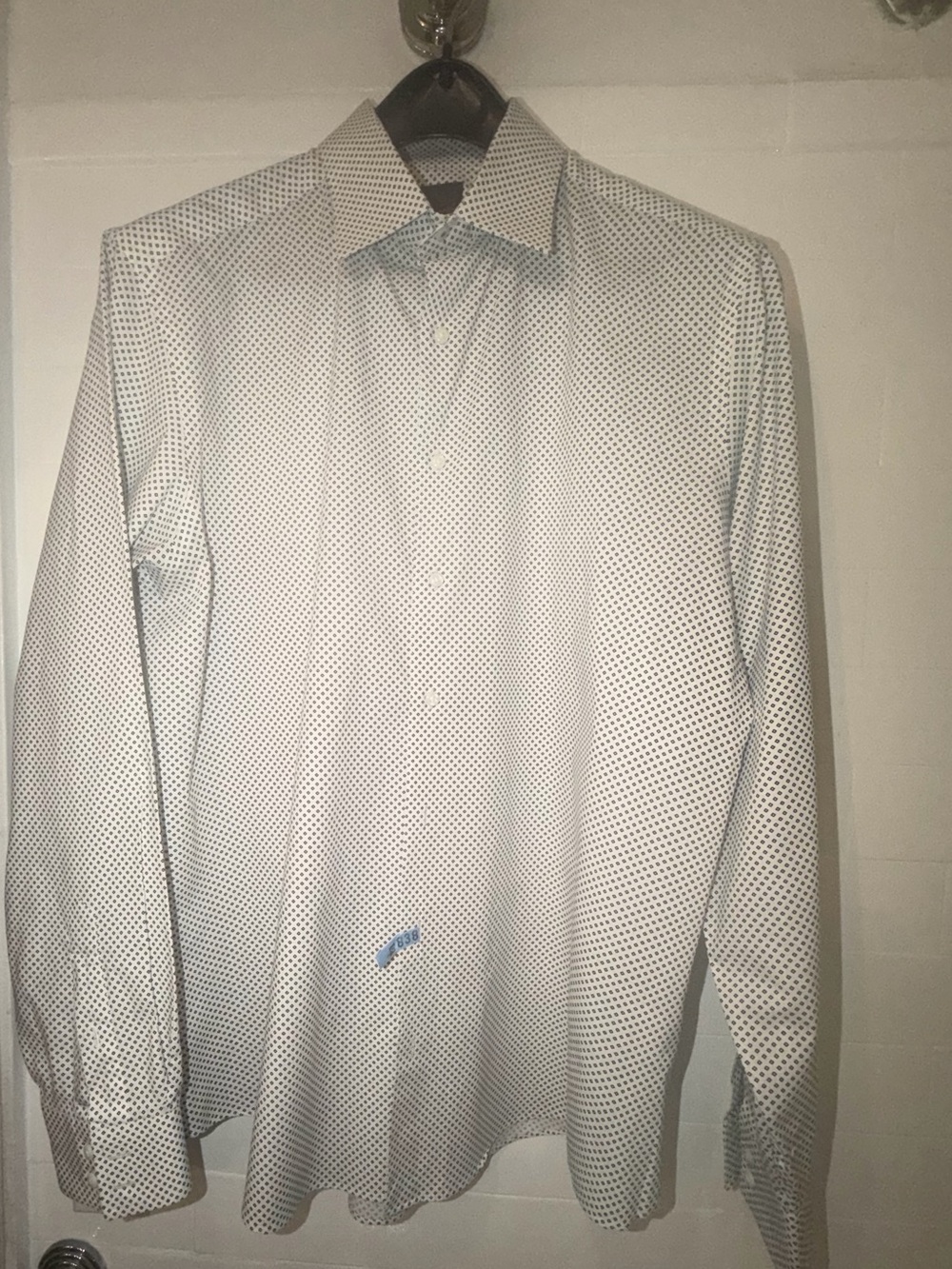 Ben Sherman White Dress Shirt with Navy Micro-Dots